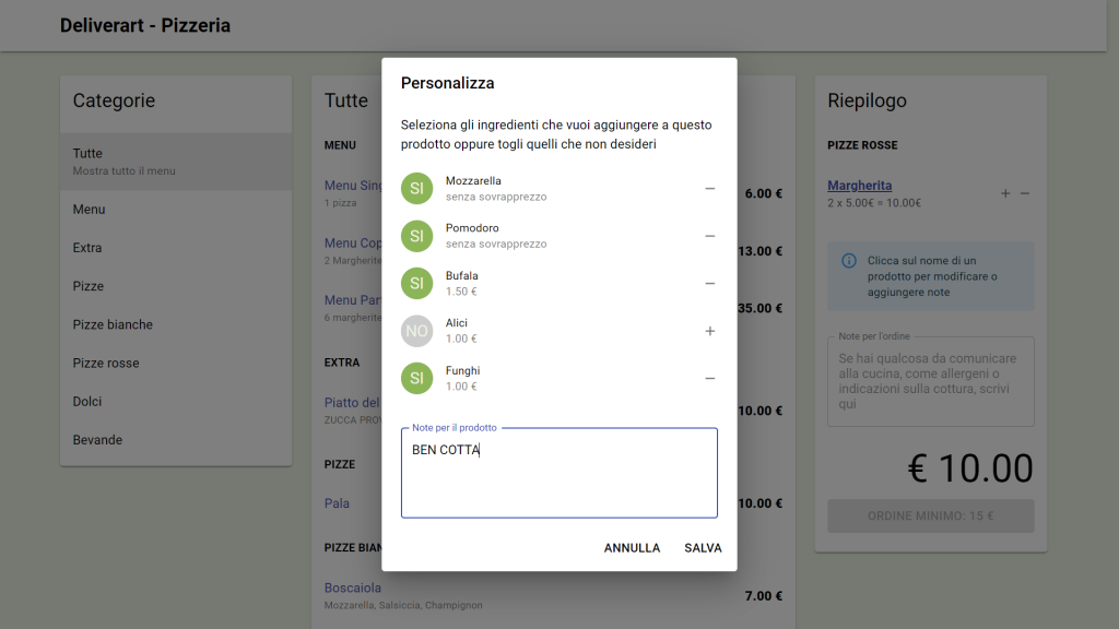 Ordini personalizzati Deliverart